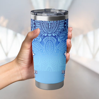 Federated States Of Micronesia Flag Color With Traditional Patterns Tumbler