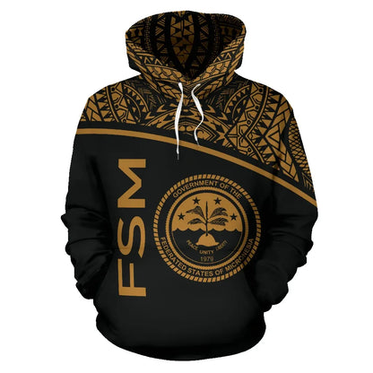 Federated States Of Micronesia All Over Hoodie - Micronesia Curve Gold Style