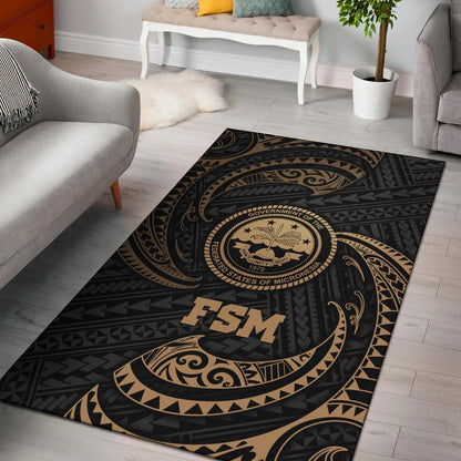 Federated States Of Micronesia Area Rug - Gold Tribal Wave