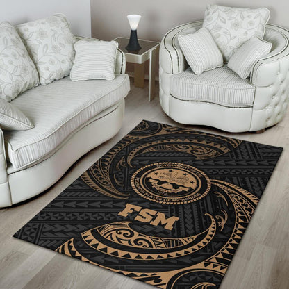 Federated States Of Micronesia Area Rug - Gold Tribal Wave