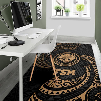 Federated States Of Micronesia Area Rug - Gold Tribal Wave