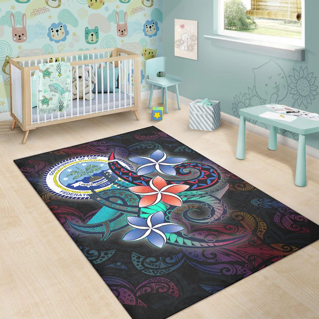 Federated States of Micronesia Area Rug - Plumeria Flowers Style