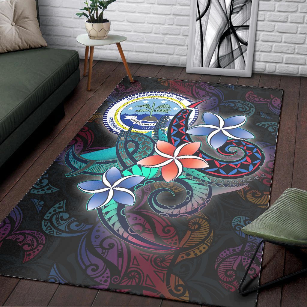 Federated States of Micronesia Area Rug - Plumeria Flowers Style