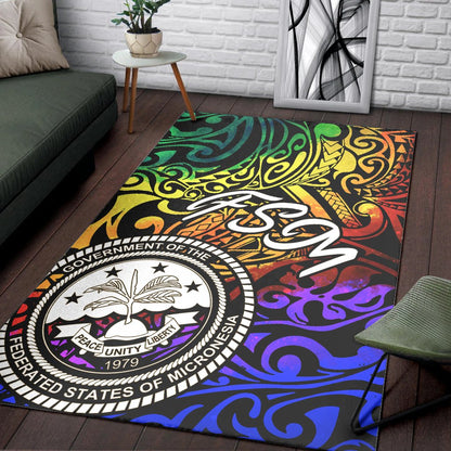 Federated States of Micronesia Area Rug - Rainbow Polynesian Pattern