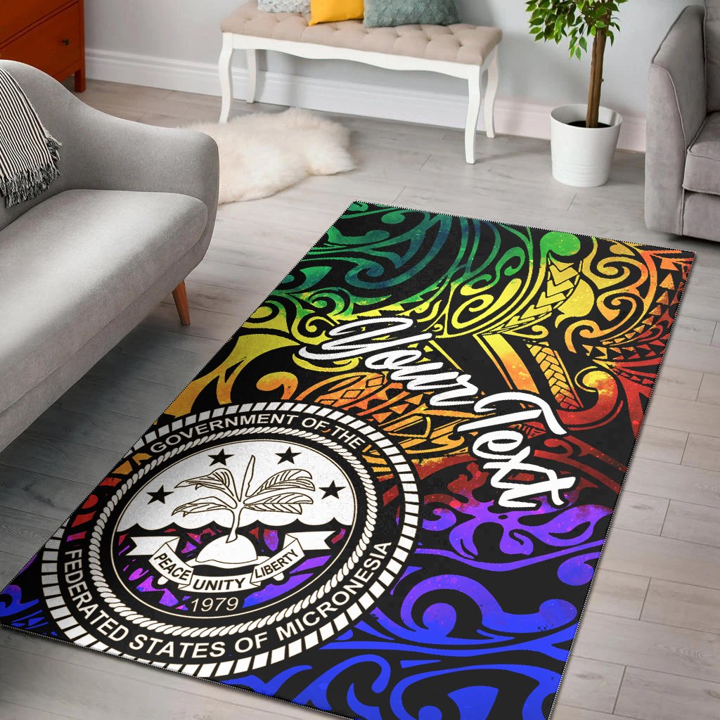 Federated States of Micronesia Custom Personalised Area Rug - Rainbow Polynesian Pattern