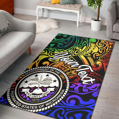 Federated States of Micronesia Custom Personalised Area Rug - Rainbow Polynesian Pattern