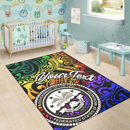 Federated States of Micronesia Custom Personalised Area Rug - Rainbow Polynesian Pattern