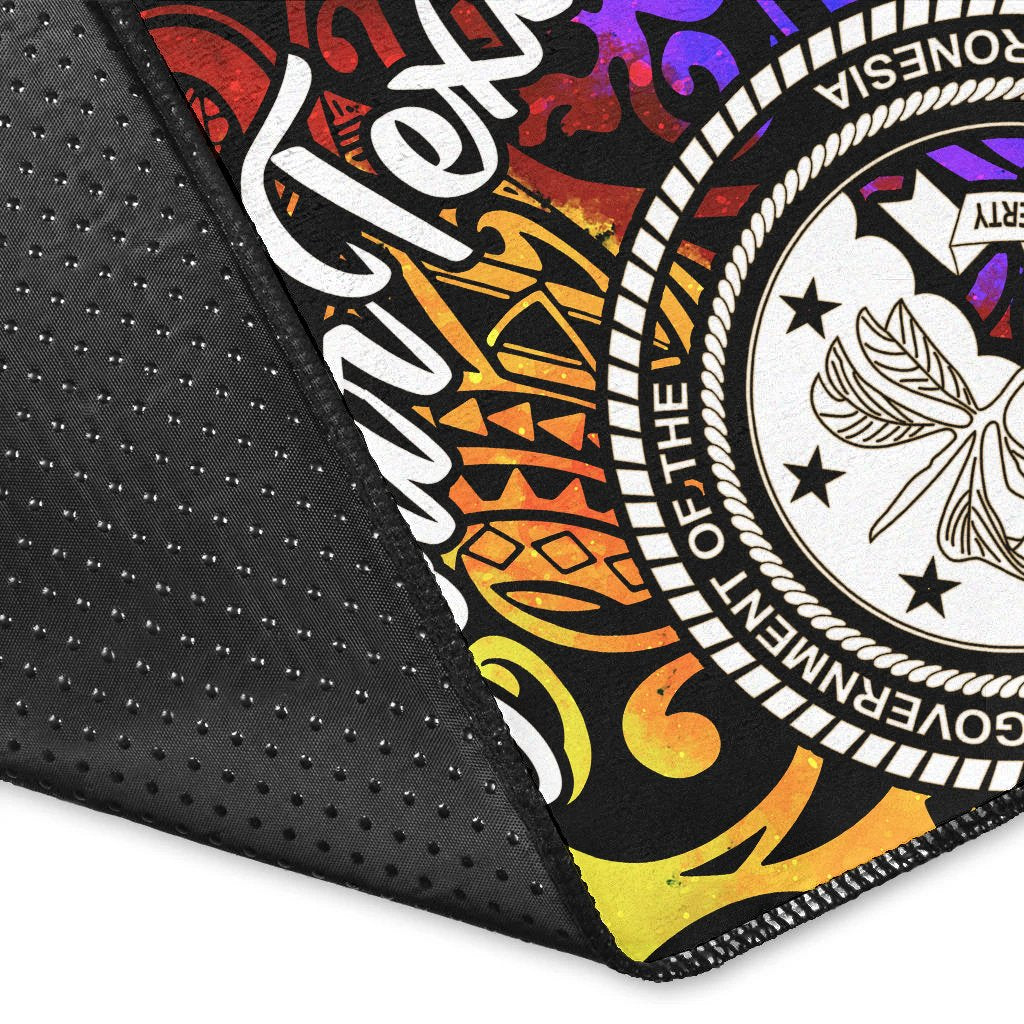 Federated States of Micronesia Custom Personalised Area Rug - Rainbow Polynesian Pattern