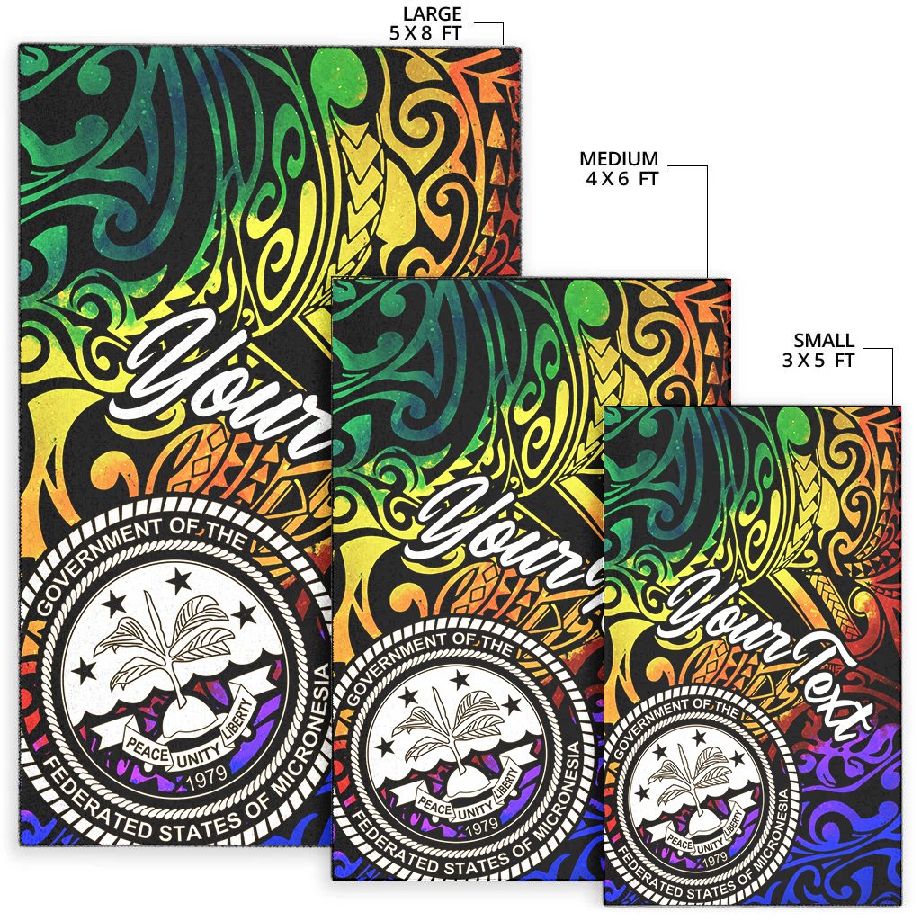 Federated States of Micronesia Custom Personalised Area Rug - Rainbow Polynesian Pattern