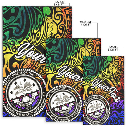 Federated States of Micronesia Custom Personalised Area Rug - Rainbow Polynesian Pattern