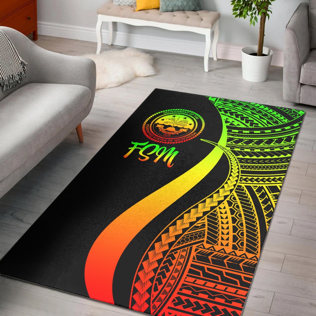 Federated States of Micronesia Area Rug - Reggae Polynesian Tentacle Tribal Pattern