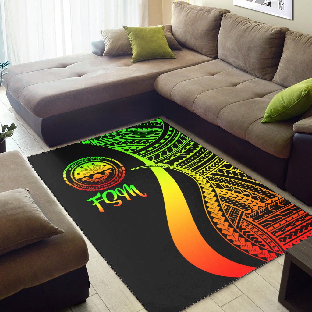 Federated States of Micronesia Area Rug - Reggae Polynesian Tentacle Tribal Pattern