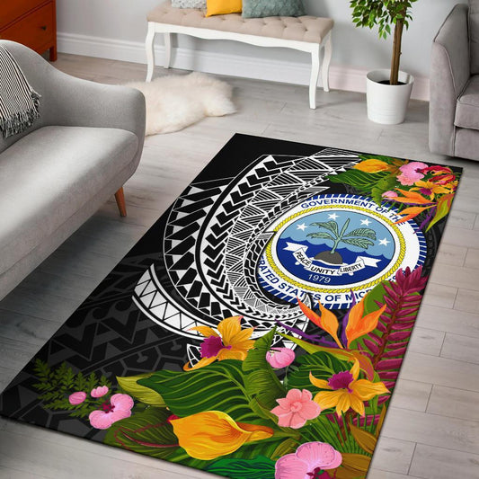 Federated States of Micronesia Area Rug - Seal Spiral Polynesian Patterns