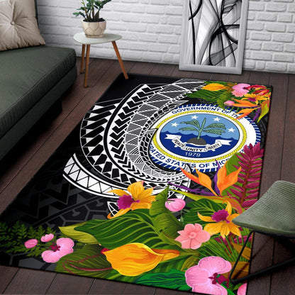 Federated States of Micronesia Area Rug - Seal Spiral Polynesian Patterns