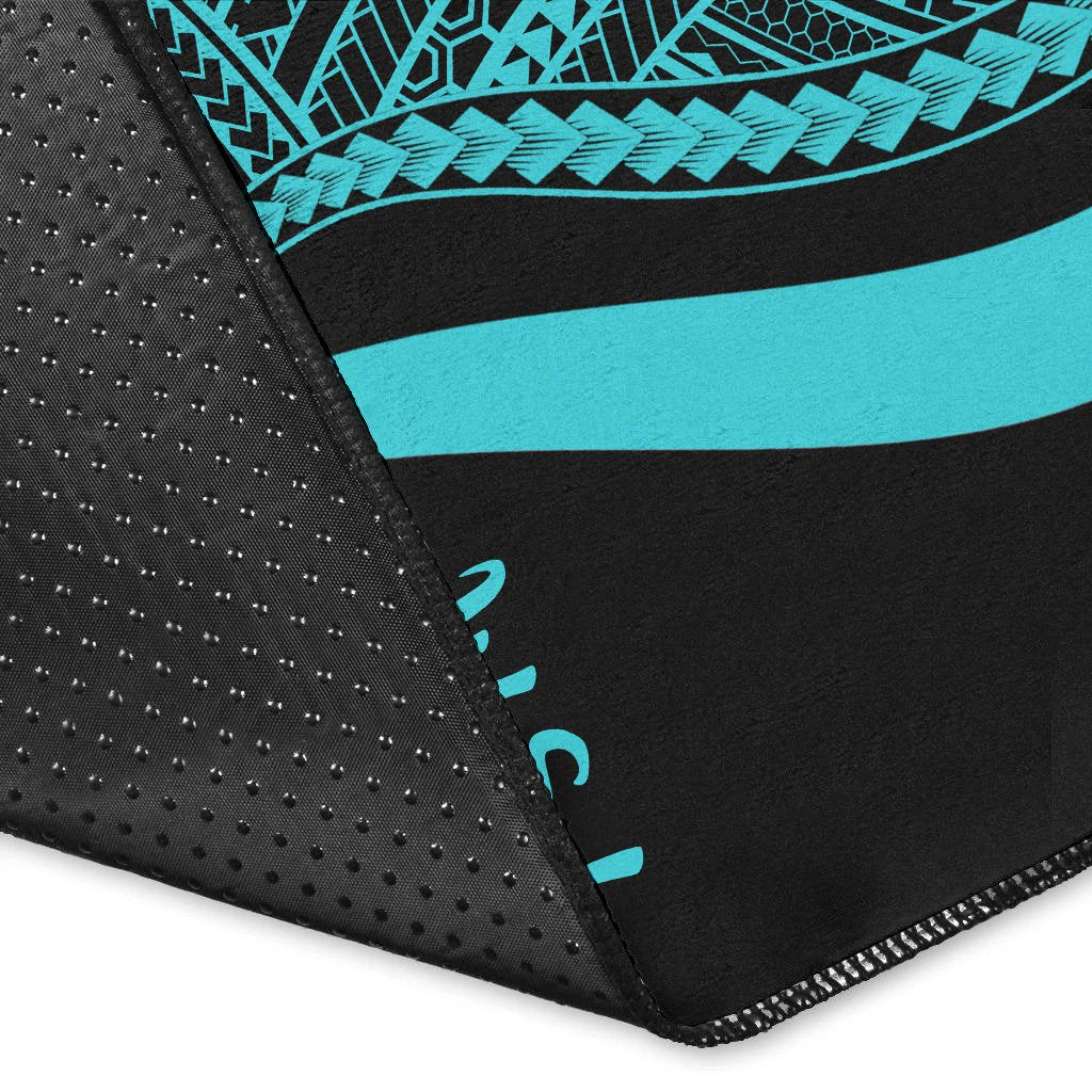 Federated States of Micronesia Area Rug - Turquoise Polynesian Tentacle Tribal Pattern