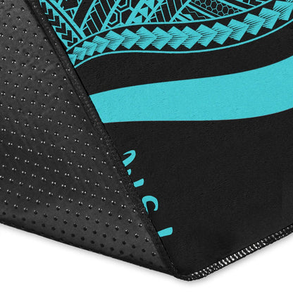 Federated States of Micronesia Area Rug - Turquoise Polynesian Tentacle Tribal Pattern
