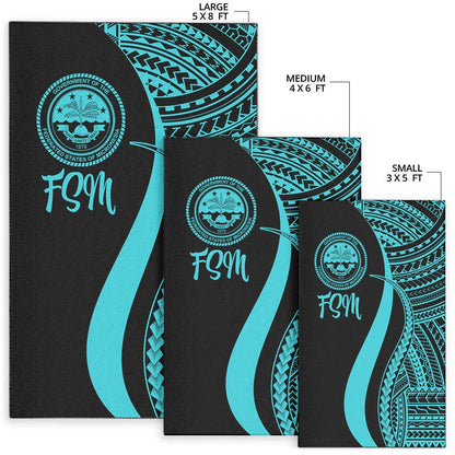 Federated States of Micronesia Area Rug - Turquoise Polynesian Tentacle Tribal Pattern