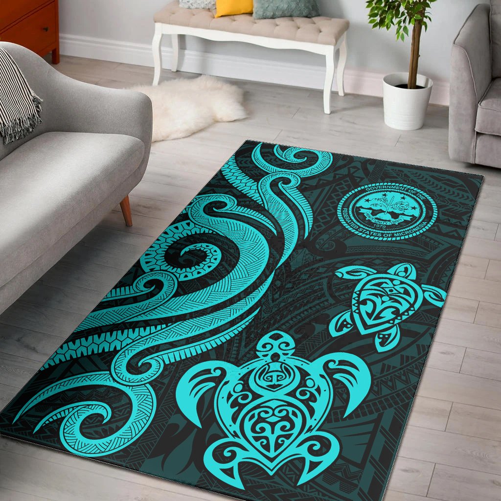 Federated States of Micronesia Area Rug - Turquoise Tentacle Turtle