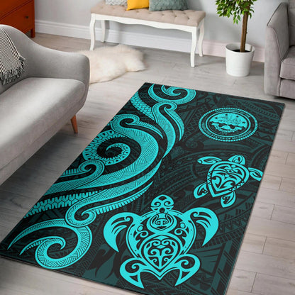 Federated States of Micronesia Area Rug - Turquoise Tentacle Turtle