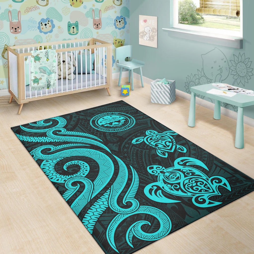 Federated States of Micronesia Area Rug - Turquoise Tentacle Turtle