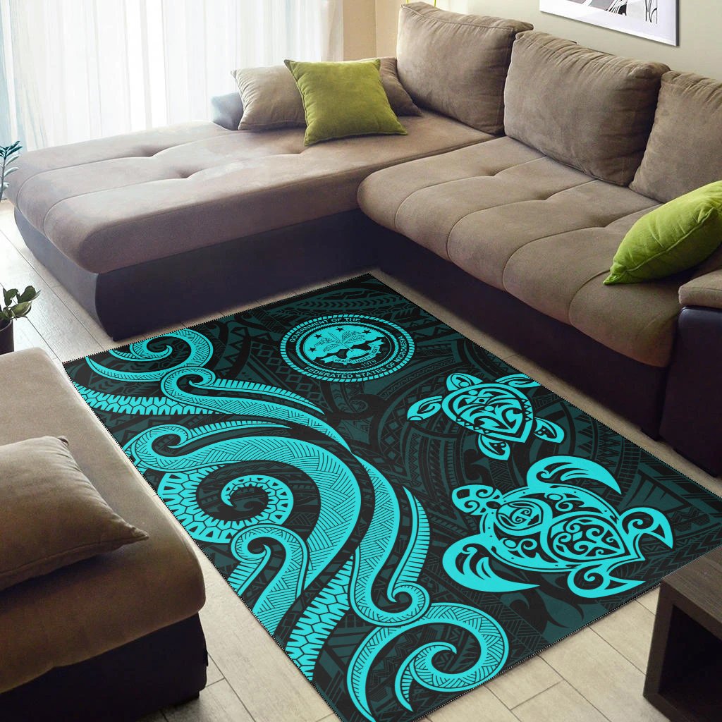 Federated States of Micronesia Area Rug - Turquoise Tentacle Turtle
