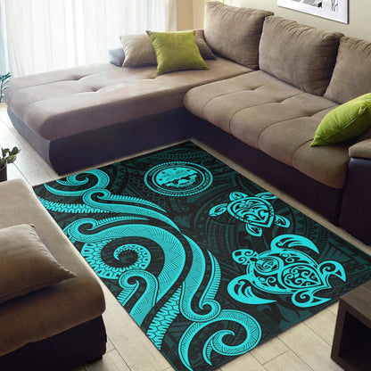 Federated States of Micronesia Area Rug - Turquoise Tentacle Turtle