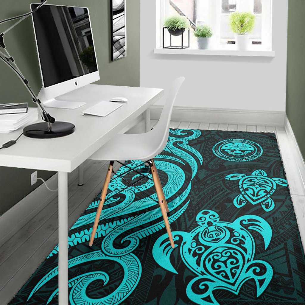 Federated States of Micronesia Area Rug - Turquoise Tentacle Turtle