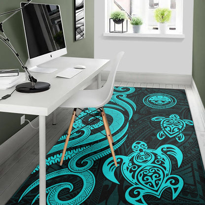 Federated States of Micronesia Area Rug - Turquoise Tentacle Turtle