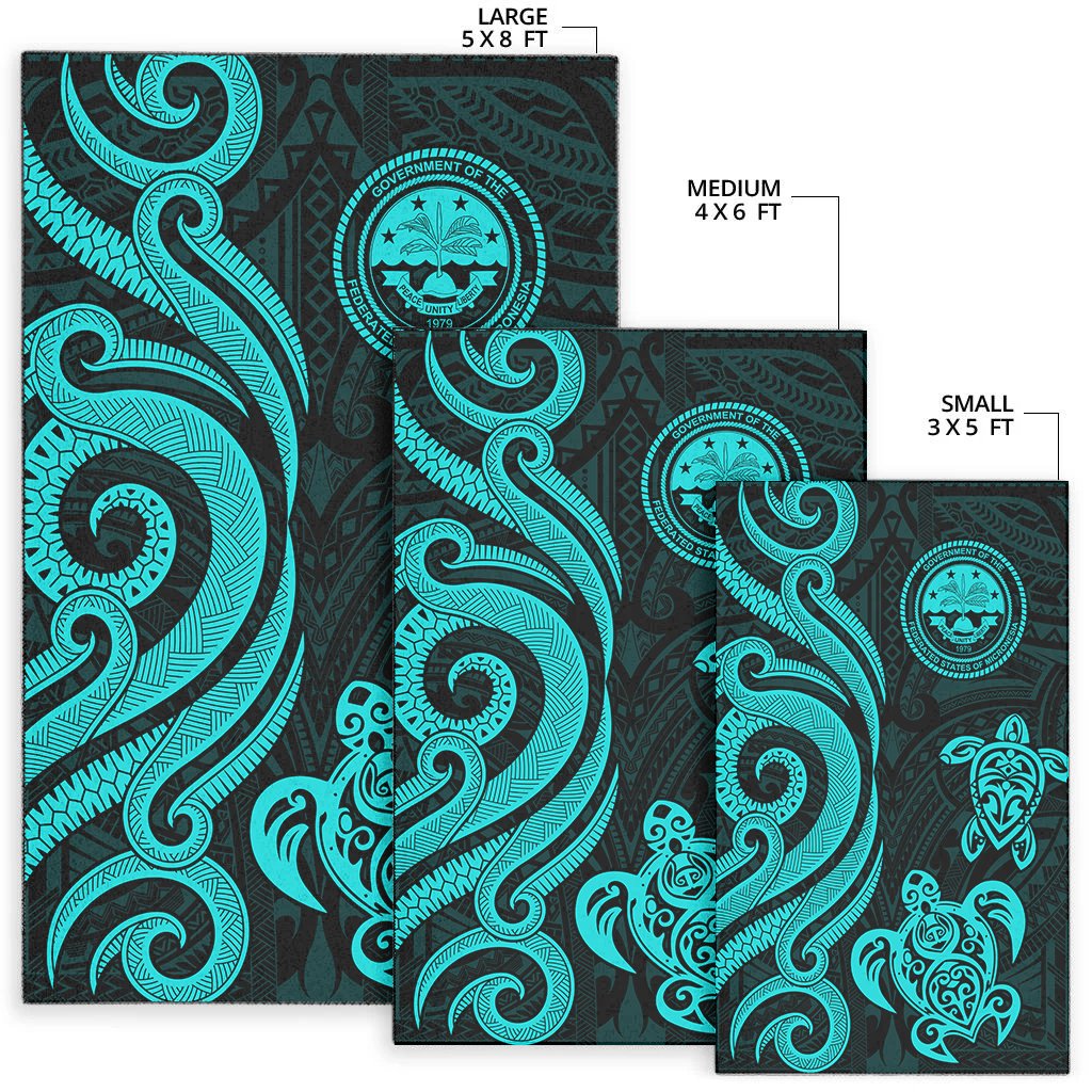Federated States of Micronesia Area Rug - Turquoise Tentacle Turtle