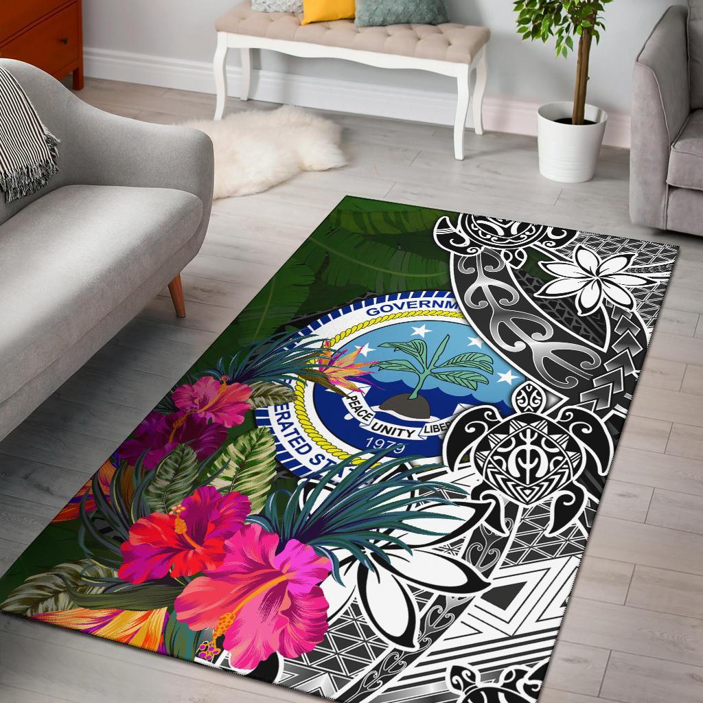 Federated States of Micronesia Area Rug - Turtle Plumeria Banana Leaf