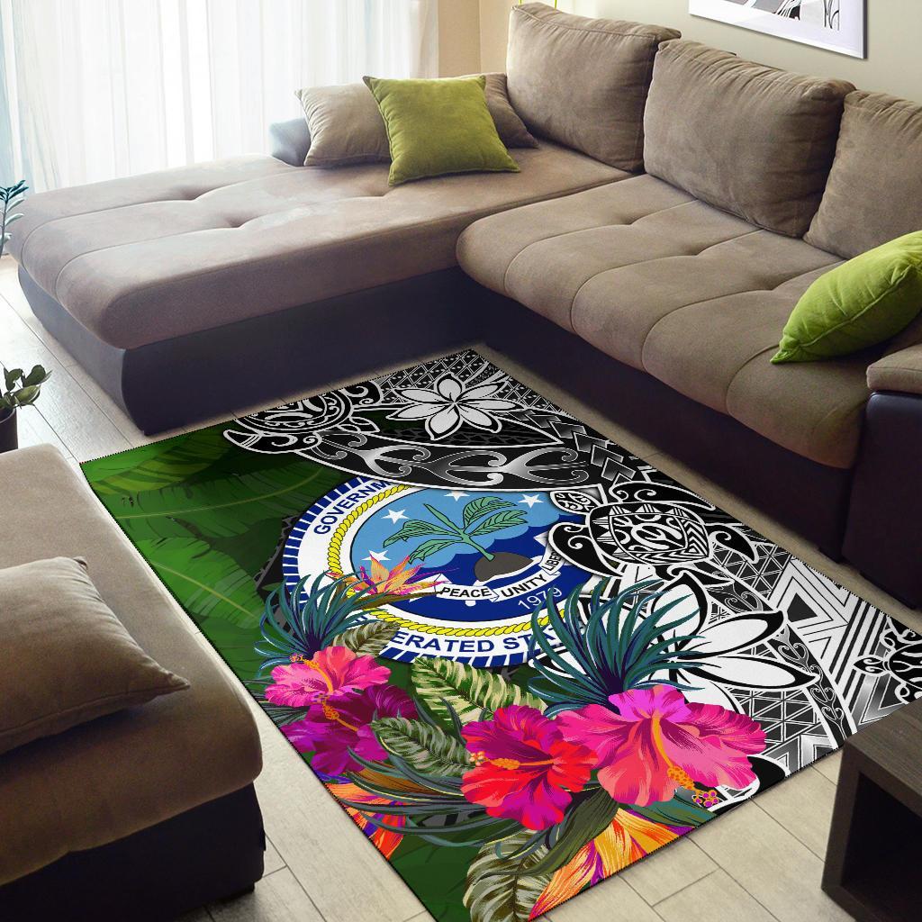 Federated States of Micronesia Area Rug - Turtle Plumeria Banana Leaf
