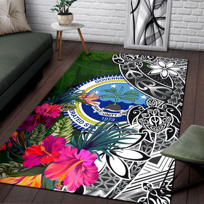 Federated States of Micronesia Area Rug - Turtle Plumeria Banana Leaf