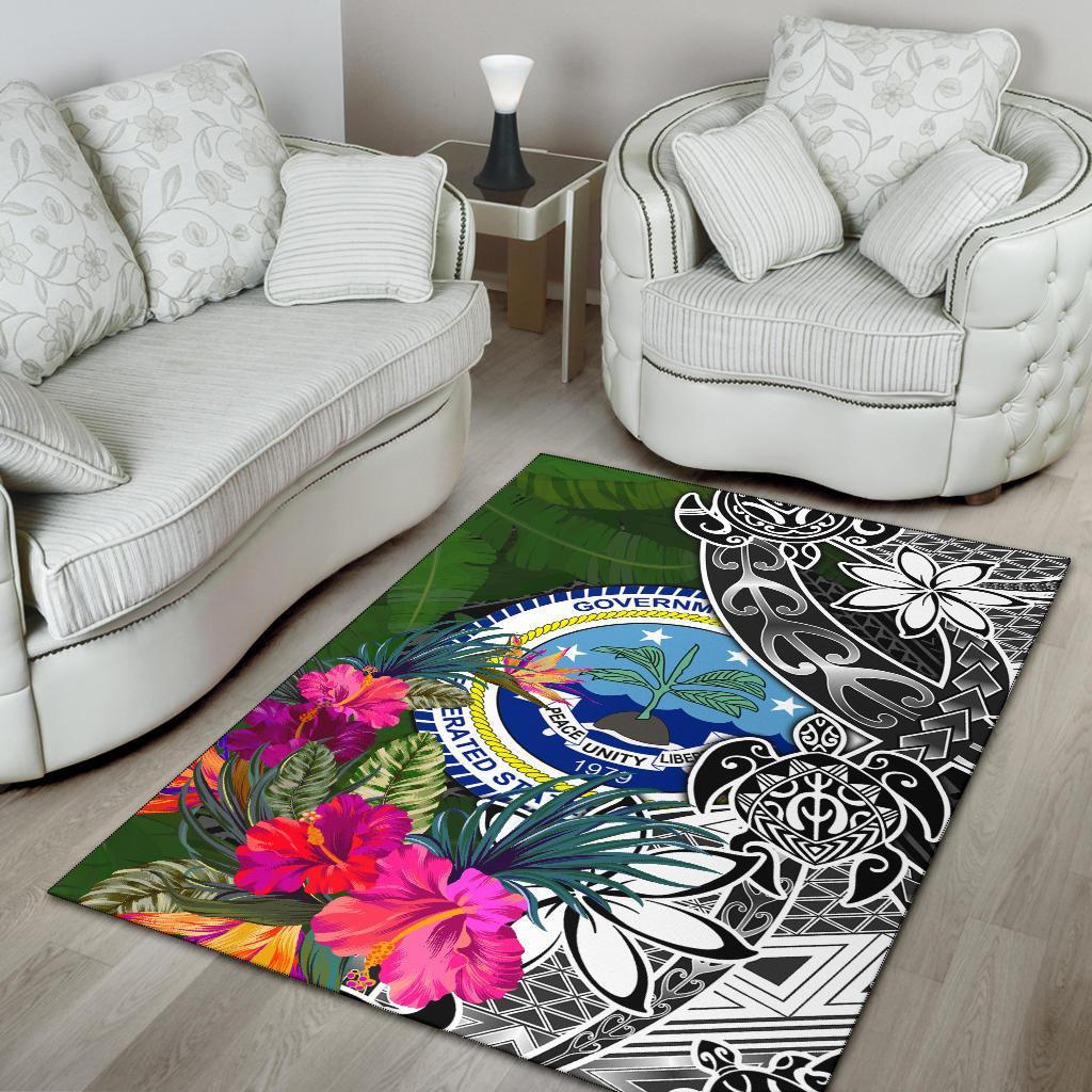 Federated States of Micronesia Area Rug - Turtle Plumeria Banana Leaf