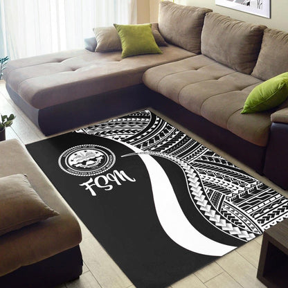 Federated States of Micronesia Area Rug - White Polynesian Tentacle Tribal Pattern