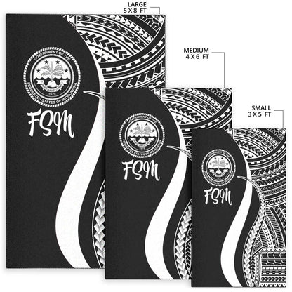 Federated States of Micronesia Area Rug - White Polynesian Tentacle Tribal Pattern