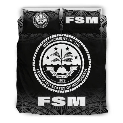 Federated States Of Micronesia Duvet Cover Set - Black Fog Style