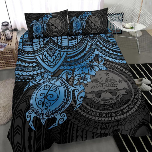 Federated States Of Micronesia Duvet Cover Set - Blue Turtle