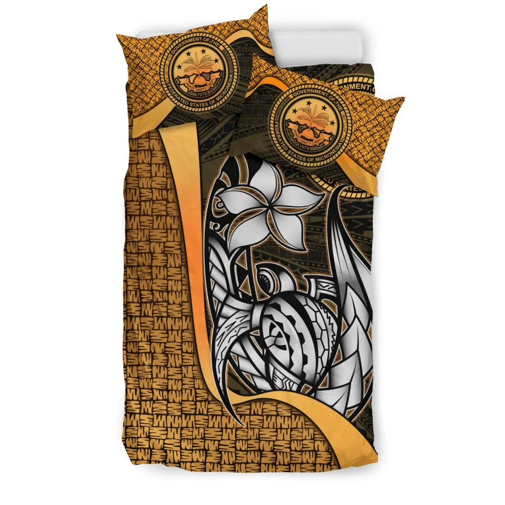 Federated States Of Micronesia Bedding Set Gold - Turtle With Hook