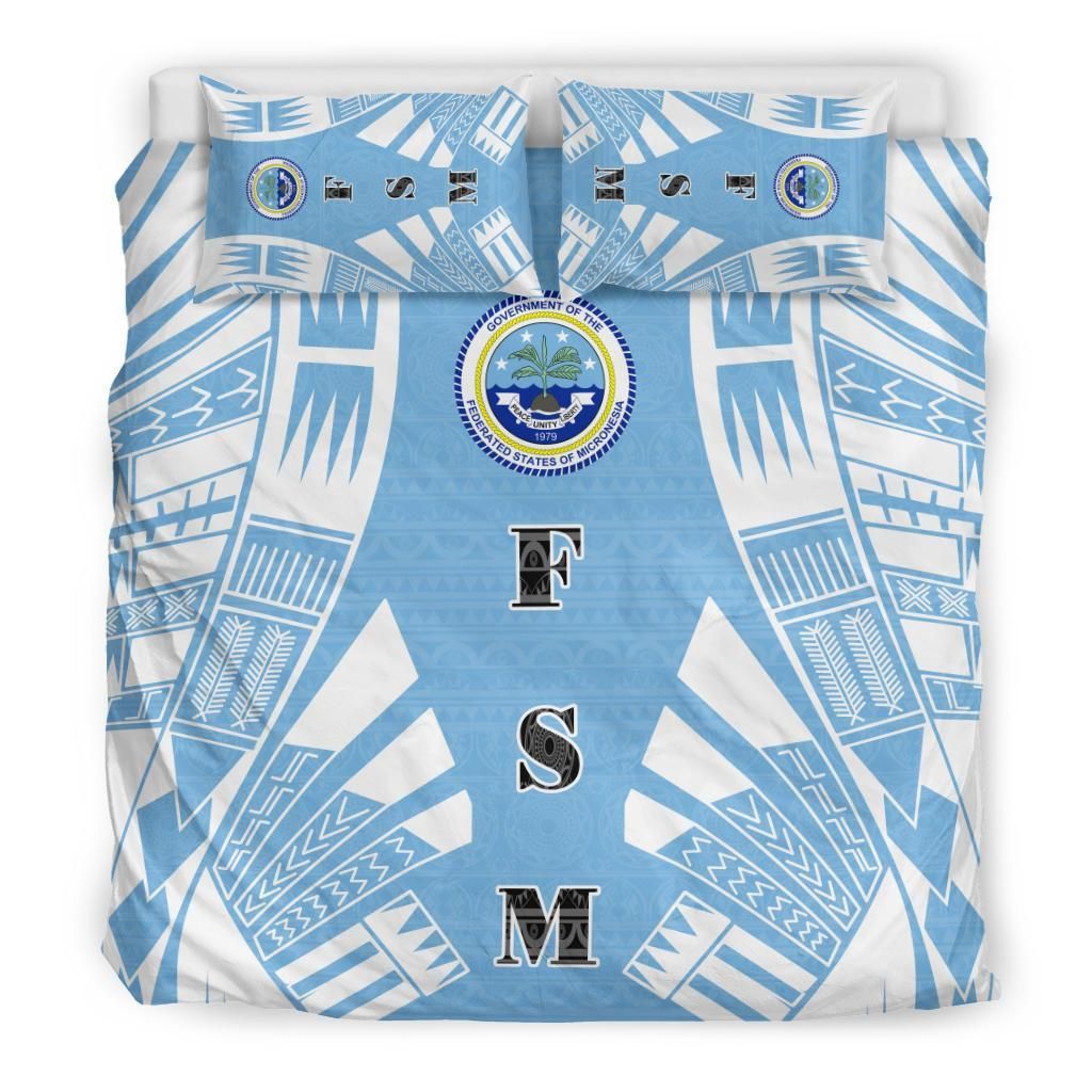 Federated States Of Micronesia Duvet Cover Set - Polynesian Tattoo Flag