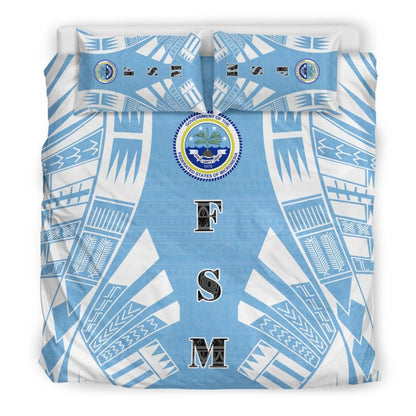 Federated States Of Micronesia Duvet Cover Set - Polynesian Tattoo Flag