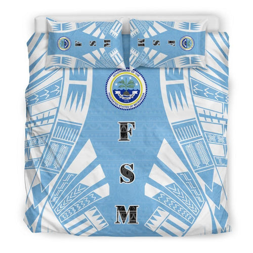 Federated States Of Micronesia Duvet Cover Set - Polynesian Tattoo Flag