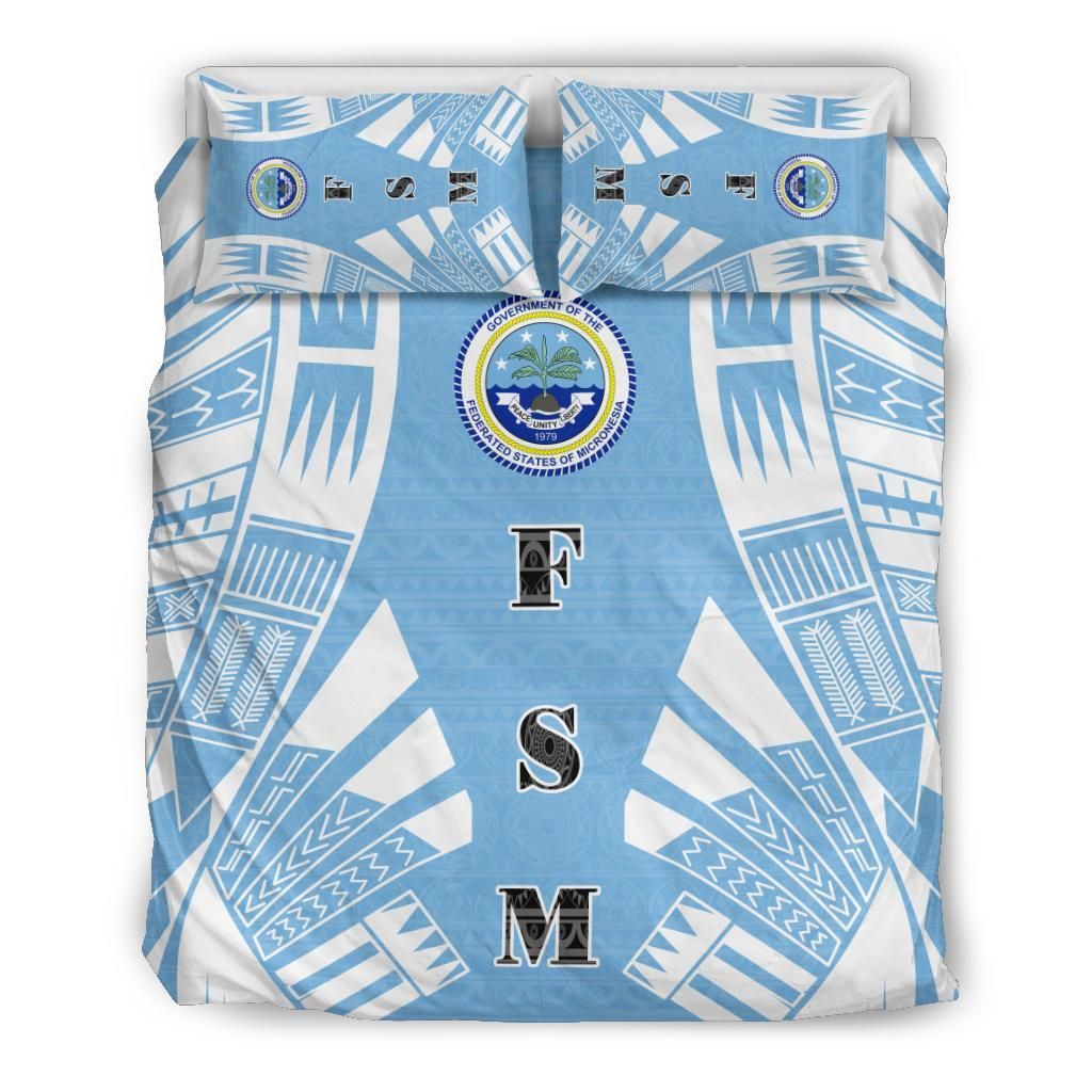 Federated States Of Micronesia Duvet Cover Set - Polynesian Tattoo Flag