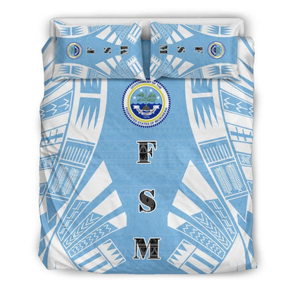 Federated States Of Micronesia Duvet Cover Set - Polynesian Tattoo Flag