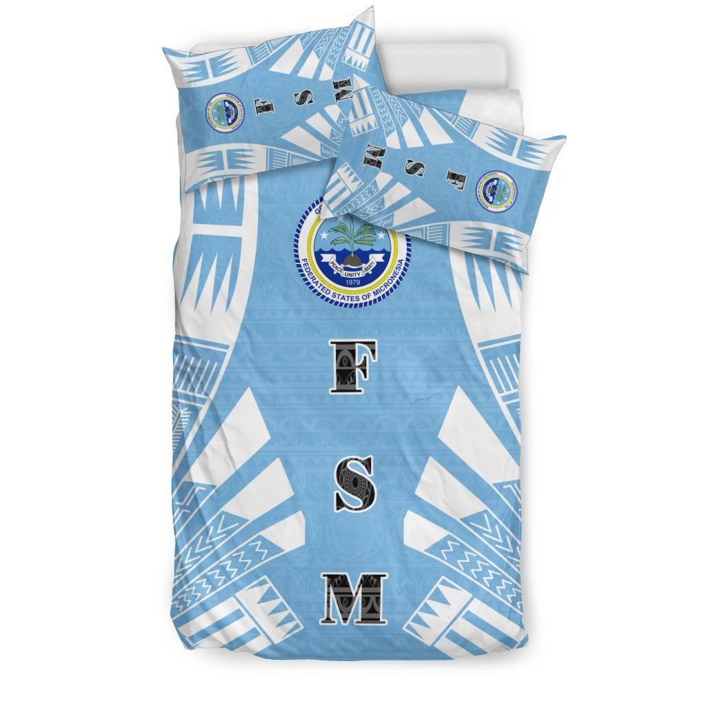 Federated States Of Micronesia Duvet Cover Set - Polynesian Tattoo Flag