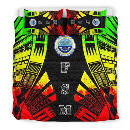 Federated States Of Micronesia Duvet Cover Set - Polynesian Tattoo Reggae