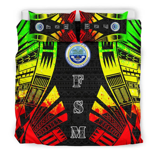 Federated States Of Micronesia Duvet Cover Set - Polynesian Tattoo Reggae