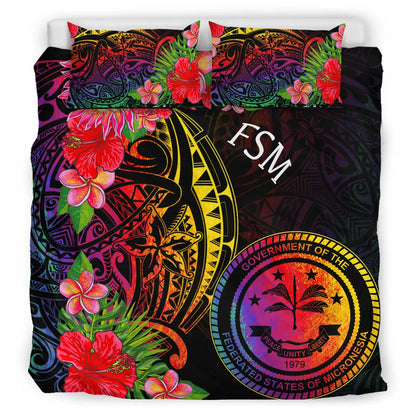 Federated States Of Micronesia Bedding Set - Tropical Hippie Style