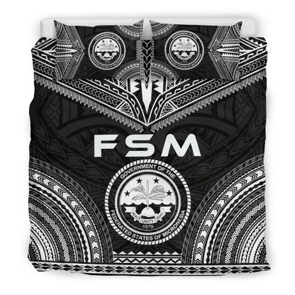 Federated States Of Micronesia Polynesian Chief Duvet Cover Set - Black Version