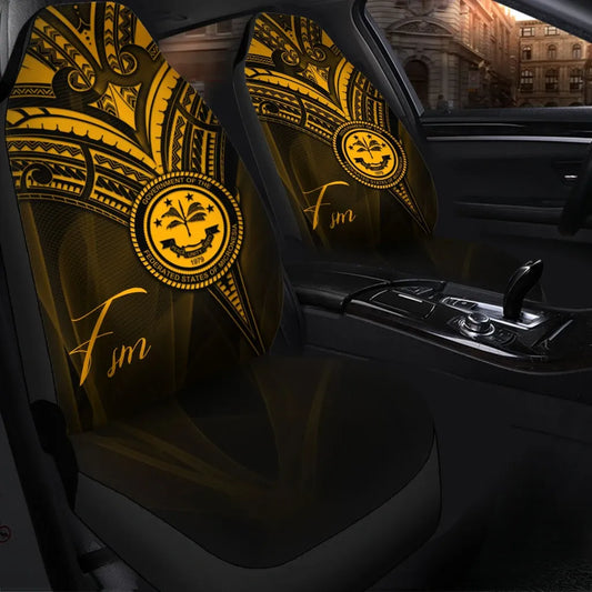 Federated States of Micronesia Car Seat Cover - Gold Color Cross Style