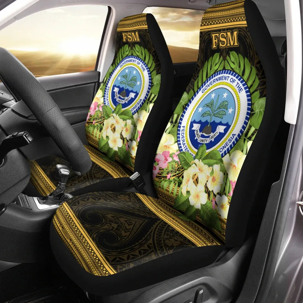 Federated States of Micronesia Car Seat Cover - Polynesian Gold Patterns Collection
